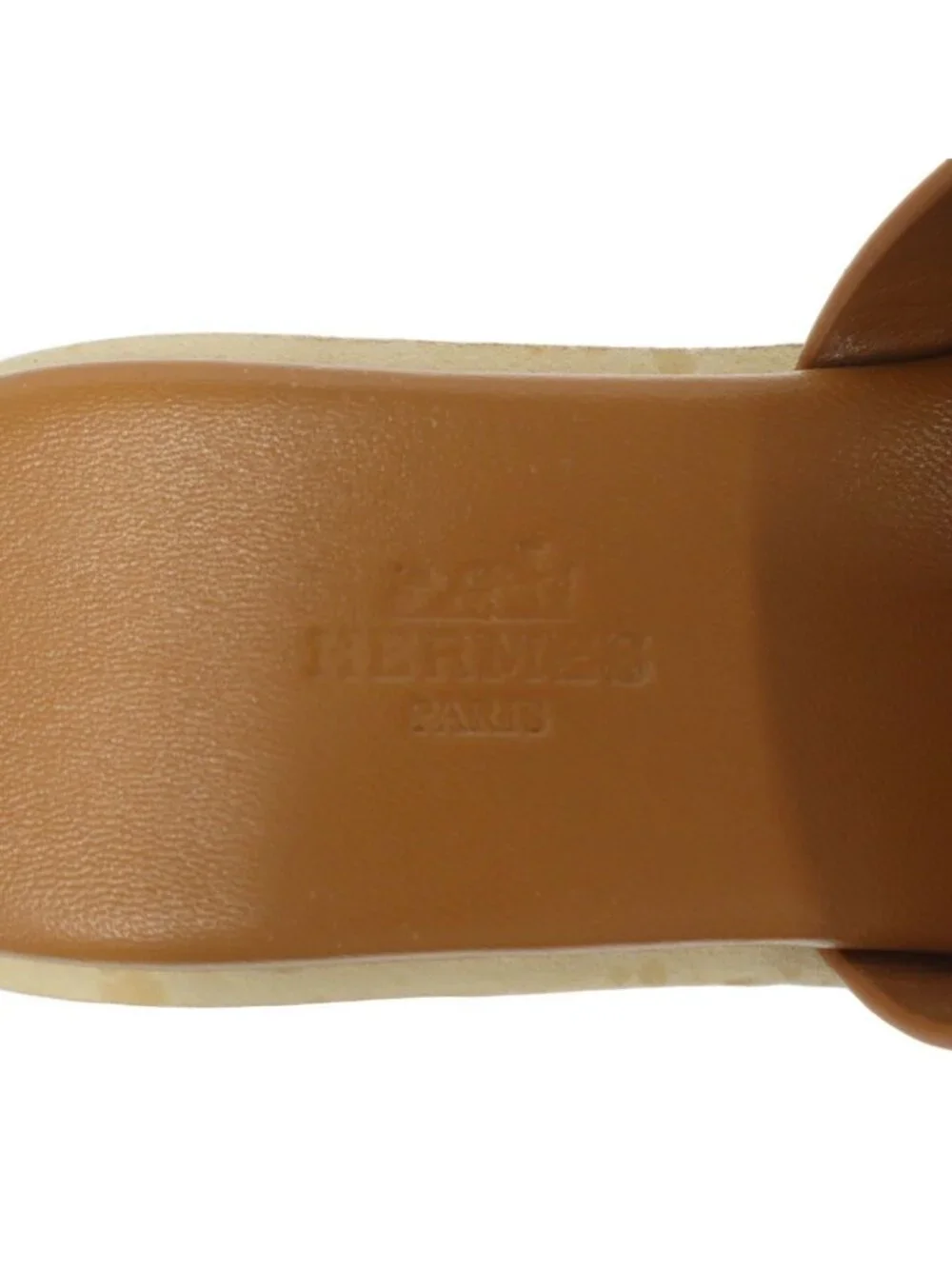Hermes Eze Platform Cork Sole Leather Sandals Brown